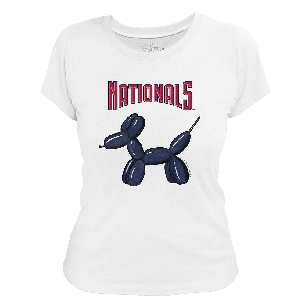 Women's Tiny Turnip White Washington Nationals Balloon Dog T-Shirt