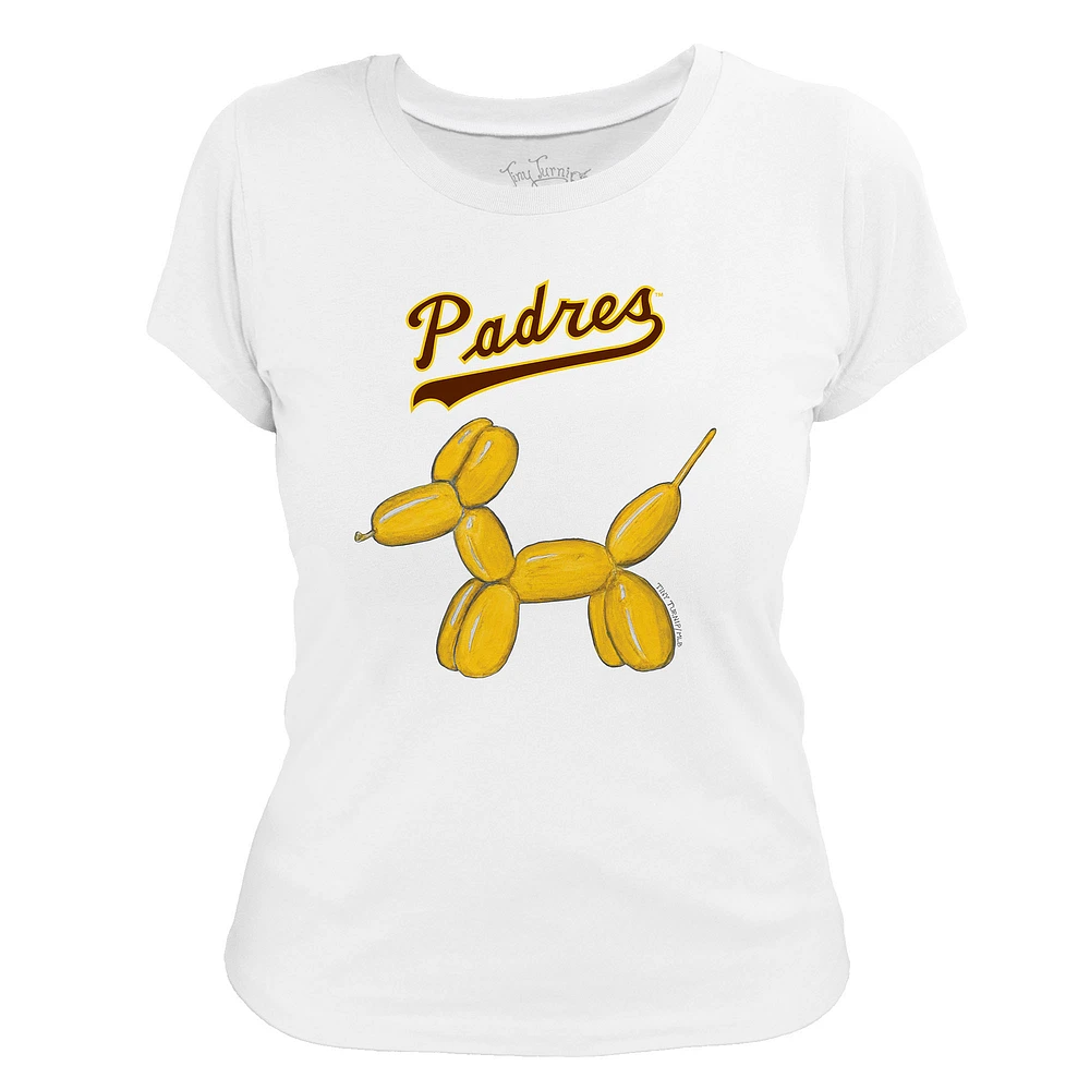 Women's Tiny Turnip White San Diego Padres Balloon Dog T-Shirt