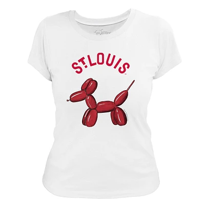 Women's Tiny Turnip White St. Louis Cardinals Balloon Dog T-Shirt