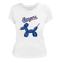 Women's Tiny Turnip White Texas Rangers Balloon Dog T-Shirt
