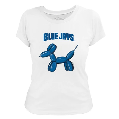 Women's Tiny Turnip White Toronto Blue Jays Balloon Dog T-Shirt