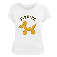 Women's Tiny Turnip White Pittsburgh Pirates Balloon Dog T-Shirt