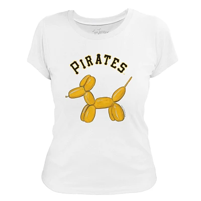 Women's Tiny Turnip White Pittsburgh Pirates Balloon Dog T-Shirt