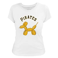 Women's Tiny Turnip White Pittsburgh Pirates Balloon Dog T-Shirt