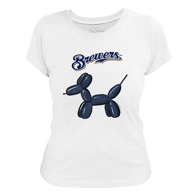 Women's Tiny Turnip White Milwaukee Brewers Balloon Dog T-Shirt