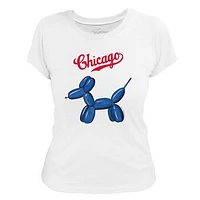 Women's Tiny Turnip White Chicago Cubs Balloon Dog T-Shirt
