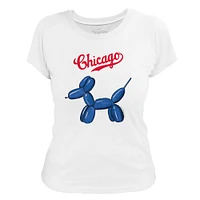 Women's Tiny Turnip White Chicago Cubs Balloon Dog T-Shirt