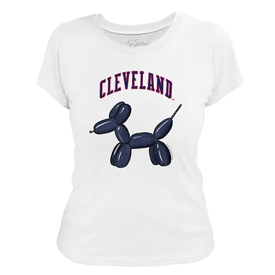 Women's Tiny Turnip White Cleveland Guardians Balloon Dog T-Shirt