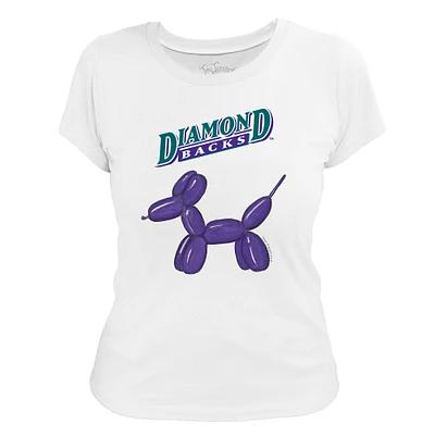 Women's Tiny Turnip White Arizona Diamondbacks Balloon Dog T-Shirt