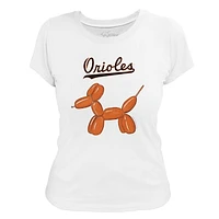 Women's Tiny Turnip White Baltimore Orioles Balloon Dog T-Shirt