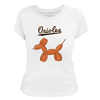 Women's Tiny Turnip White Baltimore Orioles Balloon Dog T-Shirt