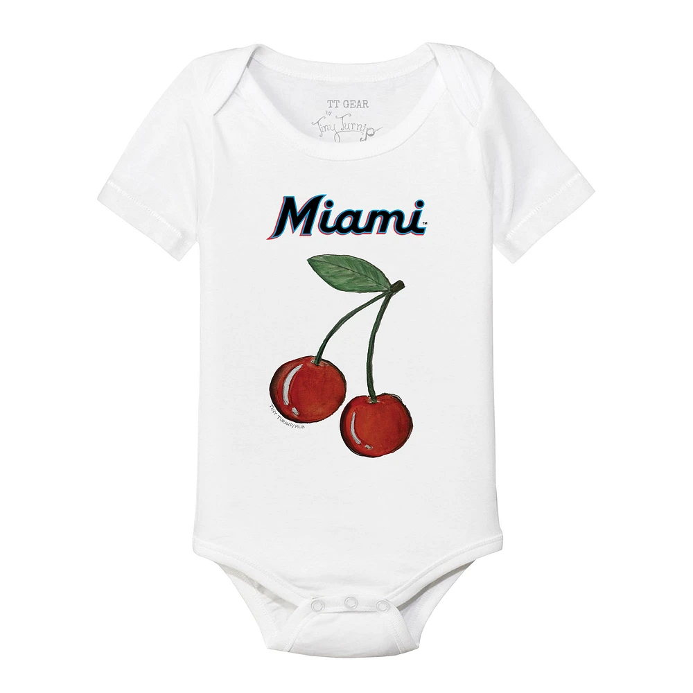 Infant Tiny Turnip White Miami Marlins Cherries Bodysuit
