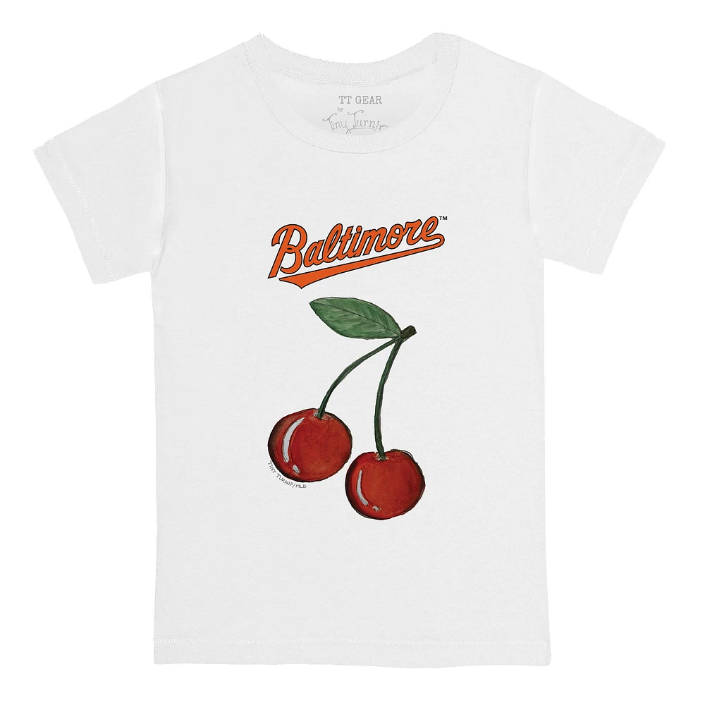 Infant Tiny Turnip White Baltimore Orioles Cherries T-Shirt