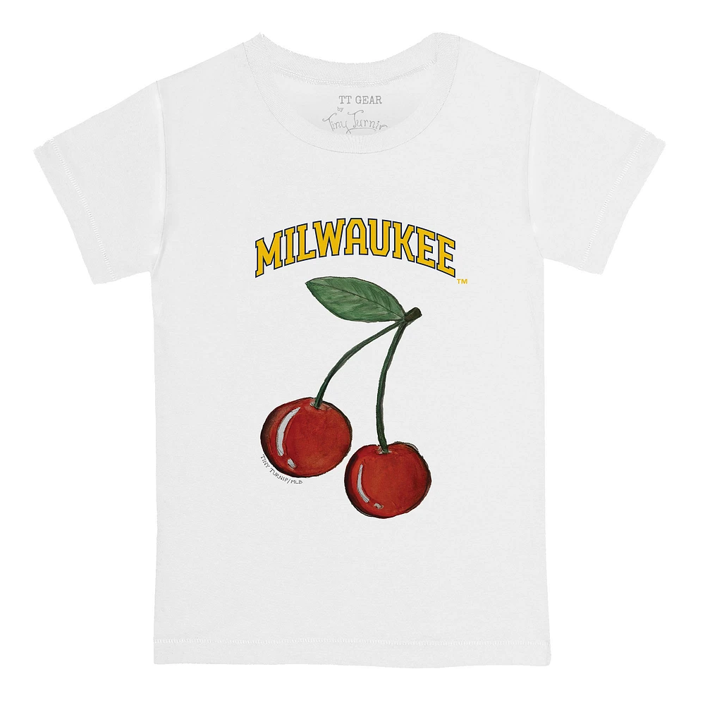 Toddler Tiny Turnip White Milwaukee Brewers Cherries T-Shirt