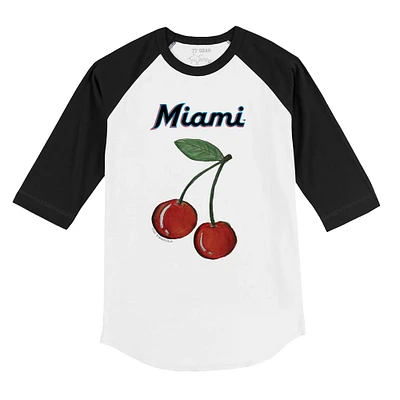 Infant Tiny Turnip White Miami Marlins Cherries 3/4-Sleeve Raglan Baseball T-Shirt