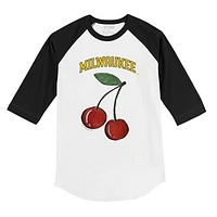 Infant Tiny Turnip White Milwaukee Brewers Cherries 3/4-Sleeve Raglan Baseball T-Shirt