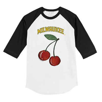 Infant Tiny Turnip White Milwaukee Brewers Cherries 3/4-Sleeve Raglan Baseball T-Shirt