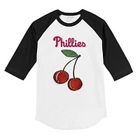 Toddler Tiny Turnip White Philadelphia Phillies Cherries 3/4-Sleeve Raglan Baseball T-Shirt