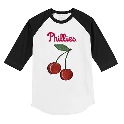 Toddler Tiny Turnip White Philadelphia Phillies Cherries 3/4-Sleeve Raglan Baseball T-Shirt