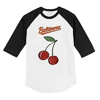 Toddler Tiny Turnip White Baltimore Orioles Cherries 3/4-Sleeve Raglan Baseball T-Shirt