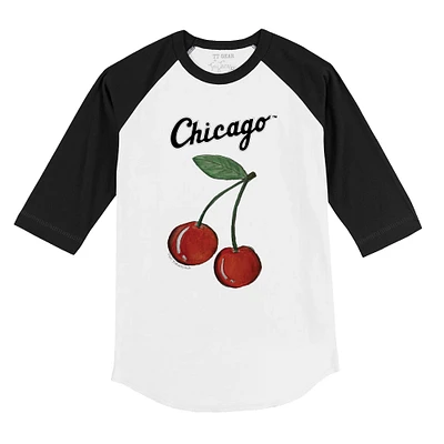 Toddler Tiny Turnip White Chicago Sox Cherries 3/4-Sleeve Raglan Baseball T-Shirt