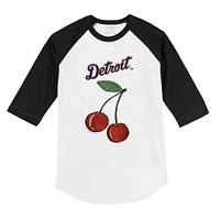 Toddler Tiny Turnip White Detroit Tigers Cherries 3/4-Sleeve Raglan Baseball T-Shirt