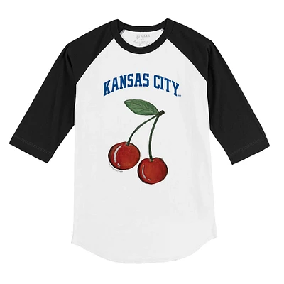 Toddler Tiny Turnip White Kansas City Royals Cherries 3/4-Sleeve Raglan Baseball T-Shirt