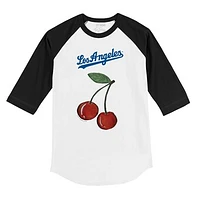 Youth Tiny Turnip White Los Angeles Dodgers Cherries 3/4-Sleeve Raglan Baseball T-Shirt