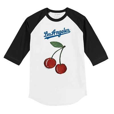 Youth Tiny Turnip White Los Angeles Dodgers Cherries 3/4-Sleeve Raglan Baseball T-Shirt