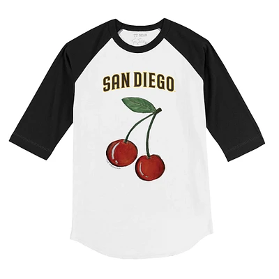 Youth Tiny Turnip White San Diego Padres Cherries 3/4-Sleeve Raglan Baseball T-Shirt