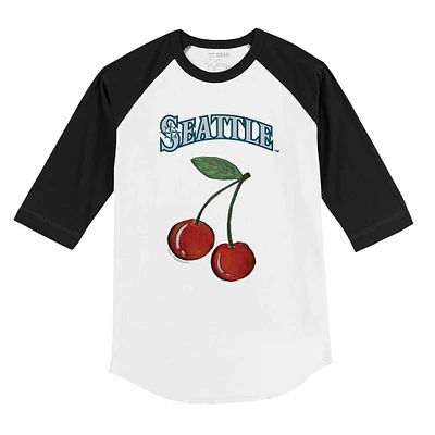Youth Tiny Turnip White Seattle Mariners Cherries 3/4-Sleeve Raglan Baseball T-Shirt
