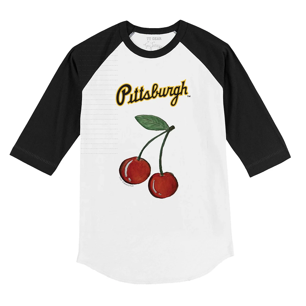 Youth Tiny Turnip White Pittsburgh Pirates Cherries 3/4-Sleeve Raglan Baseball T-Shirt