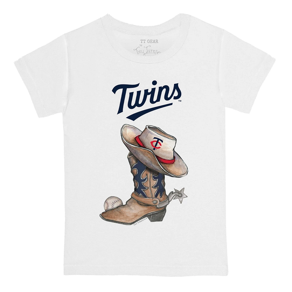 Infant Tiny Turnip White Minnesota Twins Cowboy Boot T-Shirt
