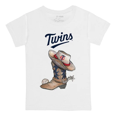 Infant Tiny Turnip White Minnesota Twins Cowboy Boot T-Shirt