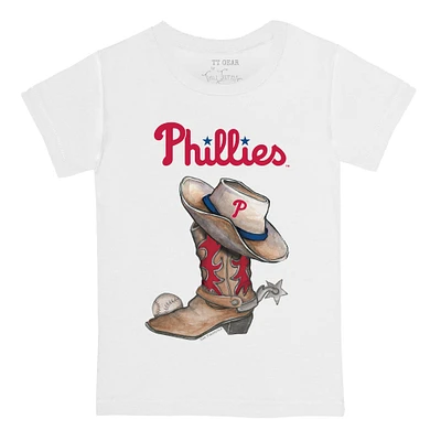 Infant Tiny Turnip White Philadelphia Phillies Cowboy Boot T-Shirt