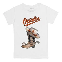 Infant Tiny Turnip White Baltimore Orioles Cowboy Boot T-Shirt