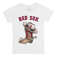 Infant Tiny Turnip White Boston Red Sox Cowboy Boot T-Shirt