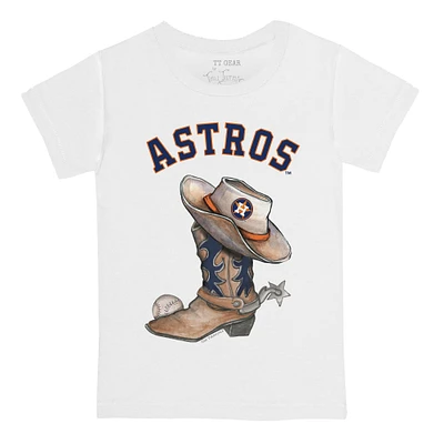 Infant Tiny Turnip White Houston Astros Cowboy Boot T-Shirt