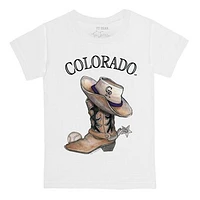 Infant Tiny Turnip White Colorado Rockies Cowboy Boot T-Shirt