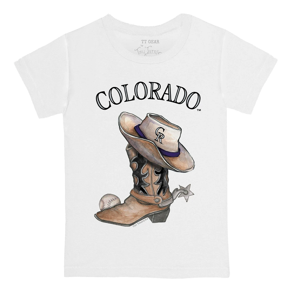 Infant Tiny Turnip White Colorado Rockies Cowboy Boot T-Shirt