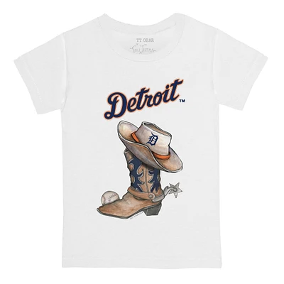 Infant Tiny Turnip White Detroit Tigers Cowboy Boot T-Shirt