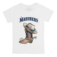 Infant Tiny Turnip White Seattle Mariners Cowboy Boot T-Shirt