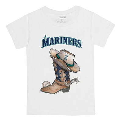 Infant Tiny Turnip White Seattle Mariners Cowboy Boot T-Shirt