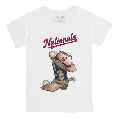 Toddler Tiny Turnip White Washington Nationals Cowboy Boot T-Shirt