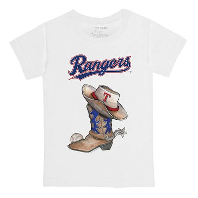 Toddler Tiny Turnip White Texas Rangers Cowboy Boot T-Shirt