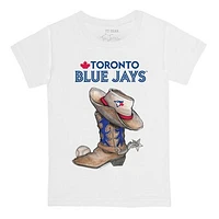 Toddler Tiny Turnip White Toronto Blue Jays Cowboy Boot T-Shirt