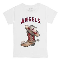 Youth Tiny Turnip White Los Angeles Angels Cowboy Boot T-Shirt