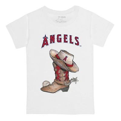 Youth Tiny Turnip White Los Angeles Angels Cowboy Boot T-Shirt