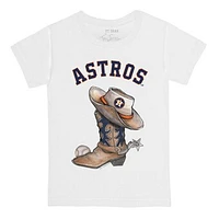Youth Tiny Turnip White Houston Astros Cowboy Boot T-Shirt