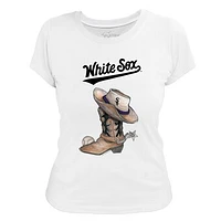 Women's Tiny Turnip White Chicago Sox Cowboy Boot T-Shirt